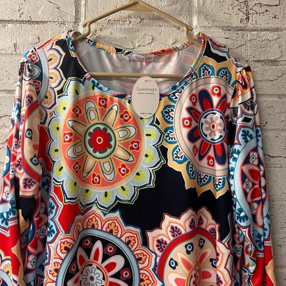 Sweetnight  Asymmetrical BOHO Tee XL NWT